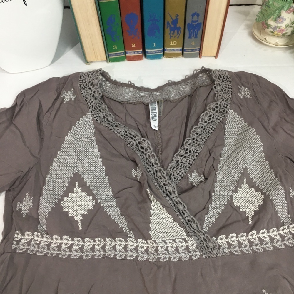 Monoreno Boho Embroidered Dress | 100% Rayon · Festival / Cottagecore - Picture 3 of 12